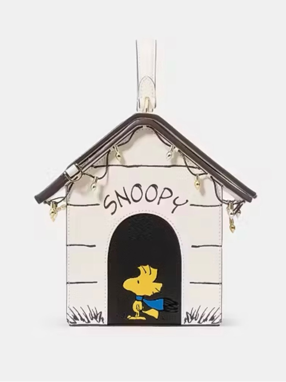 kate spade cream white Snoopy doghouse crossbody bag with yellow Woodstock